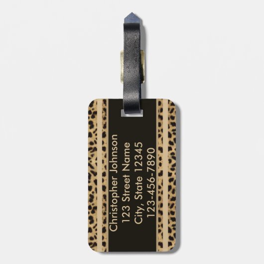Leopard Spot Adres Gepersonaliseerd Bagagelabel (Achterkant verticaal)