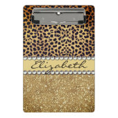 Leopard Spot Gold Glitter Rhinestone Fancy Mini Klembord (Voorkant)