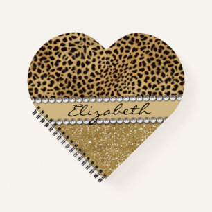 Leopard Spot Gold Glitter Rhinestone Love Notitieboek