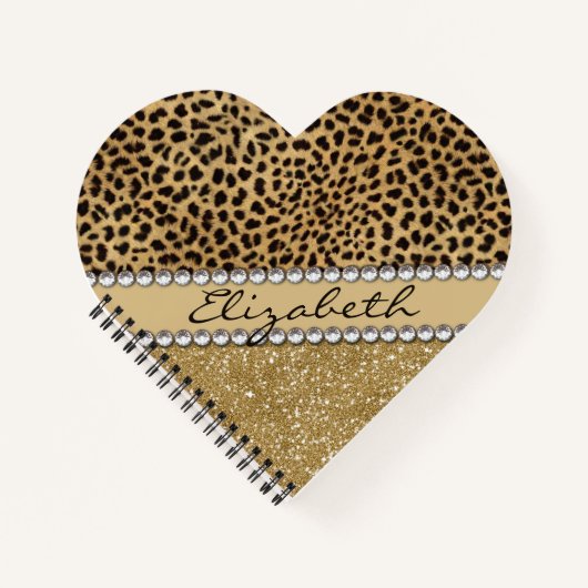 Leopard Spot Gold Glitter Rhinestone Love Notitieboek (Voorkant)
