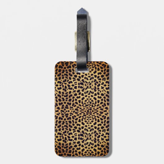 Leopard Spot Gold Glitter Rhinestone Naam toevoege Bagagelabel (Achterkant verticaal)
