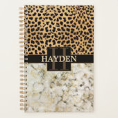 Leopard Spot Marble Monogram Naam Planner (Voorkant)
