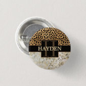 Leopard Spot Marble Monogram Naam Ronde Button 3,2 Cm (Voorkant /achterkant)