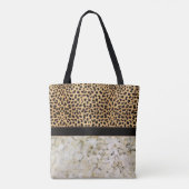 Leopard Spot Marble Monogram Naam Tote Bag (Achterkant)