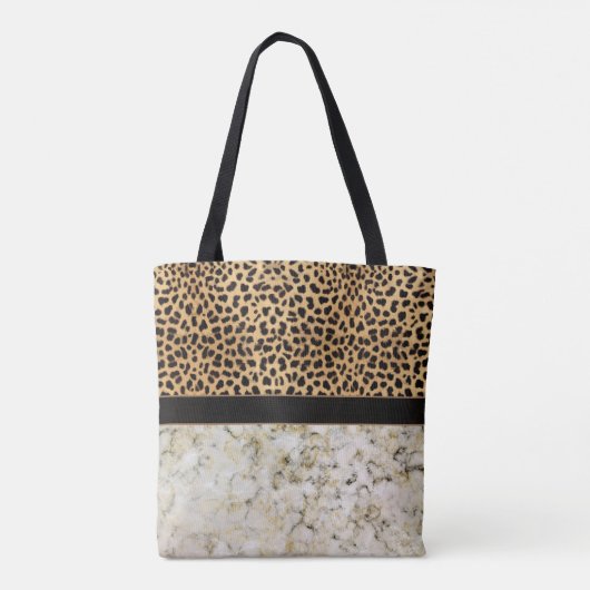 Leopard Spot Marble Monogram Naam Tote Bag (Achterkant)