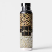 Leopard Spot Marble Monogram Naam Waterfles (Links)
