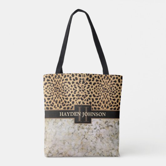 Leopard Spot Marble Monogram Tote Bag (Achterkant)