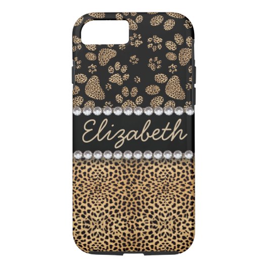 Leopard Spot Paw Prins Rhinestone FOTO PRINT Case-Mate iPhone Case (Achterkant)