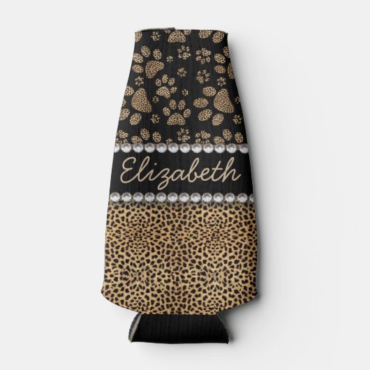 Leopard Spot Paw Prins Rhinestone FOTO PRINT Flesjeskoeler (Voorkant)