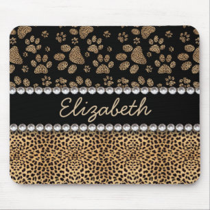 Leopard Spot Paw Prins Rhinestone FOTO PRINT Muismat