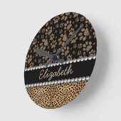 Leopard Spot Paw Prins Rhinestone FOTO PRINT Ronde Klok (Hoek)