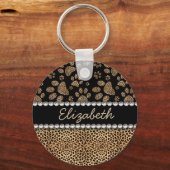 Leopard Spot Paw Prins Rhinestone FOTO PRINT Sleutelhanger (Voorkant)