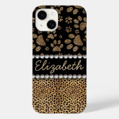 Leopard Spot Paw Prints Rhinestone Case-Mate iPhone Case (Achterkant)