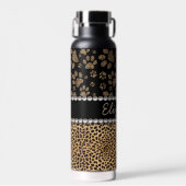 Leopard Spot Paw Prints Rhinestone Waterfles (Voorkant)
