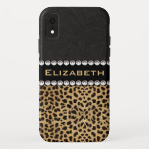 Leopard Spot Rhinestone Diamant Monogram FOTO Case-Mate iPhone Case