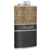 Leopard Spot Rhinestone Diamonds - Gepersonaliseer Heupfles (Rechts)