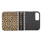 Leopard Spot Rhinestone Diamonds Monogram PHOTO Case-Mate iPhone Case (Achterkant (Horizontaal))