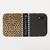 Leopard Spot Rhinestone Diamonds Monogram PHOTO Case-Mate iPhone Case (Achterkant (horizontaal))