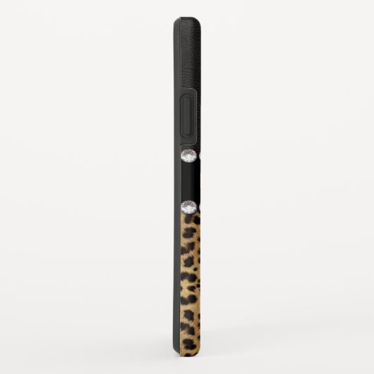 Leopard Spot Rhinestone Diamonds Monogram PHOTO Case-Mate iPhone Case (Achterkant/rechts)