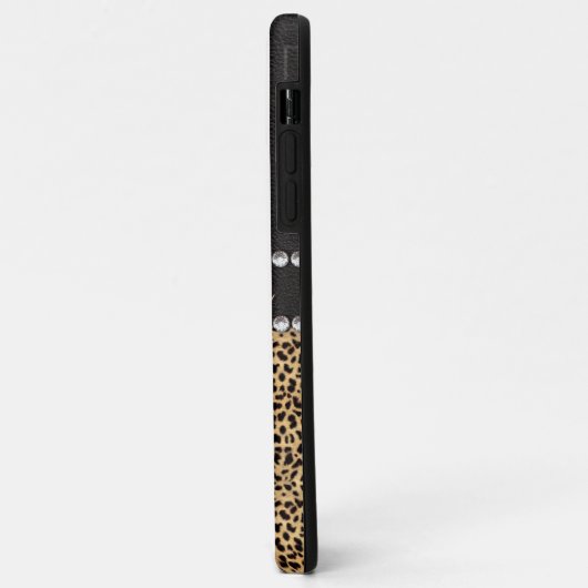 Leopard Spot Rhinestone Diamonds Monogram PHOTO Case-Mate iPhone Case (Achterkant/links)