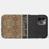 Leopard Spot Rhinestone Diamonds Monogram PHOTO Case-Mate iPhone Case (Achterkant (horizontaal))