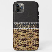 Leopard Spot Rhinestone Diamonds Monogram PHOTO Case-Mate iPhone Case (Achterkant)