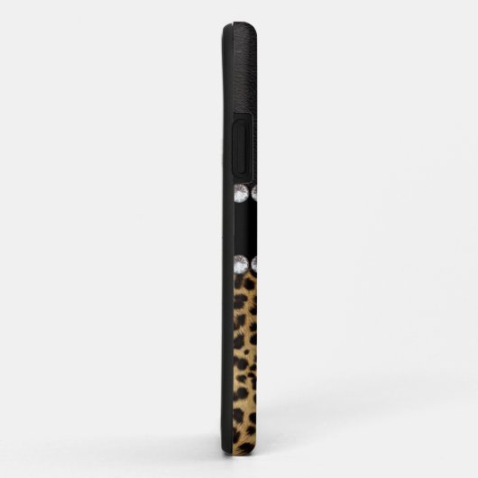 Leopard Spot Rhinestone Diamonds Monogram PHOTO Case-Mate iPhone Case (Achterkant/rechts)