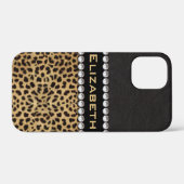Leopard Spot Rhinestone Diamonds Monogram PHOTO Case-Mate iPhone Case (Achterkant (horizontaal))
