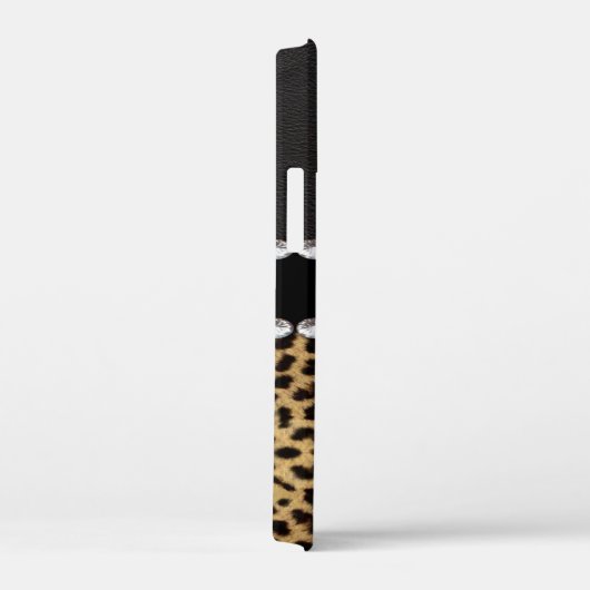 Leopard Spot Rhinestone Diamonds Monogram PHOTO Case-Mate iPhone Case (Achterkant / Rechts)