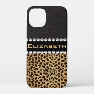 Leopard Spot Rhinestone Diamonds Monogram PHOTO Case-Mate iPhone Case