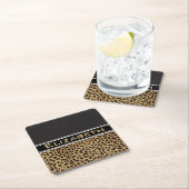 Leopard Spot Rhinestone Diamonds Monogram PHOTO Kartonnen Onderzetters (Insitu)