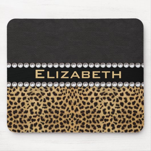 Leopard Spot Rhinestone Diamonds Monogram PHOTO Muismat (Voorkant)