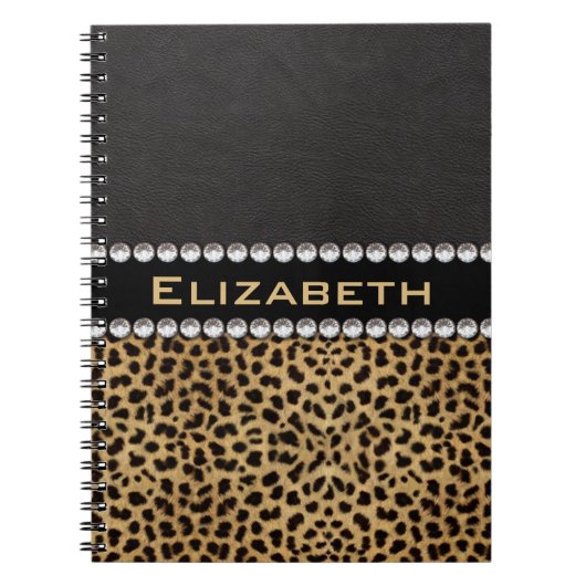 Leopard Spot Rhinestone Diamonds Monogram PHOTO Notitieboek (Voorkant)