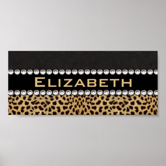 Leopard Spot Rhinestone Diamonds Monogram PHOTO Poster (Voorkant)