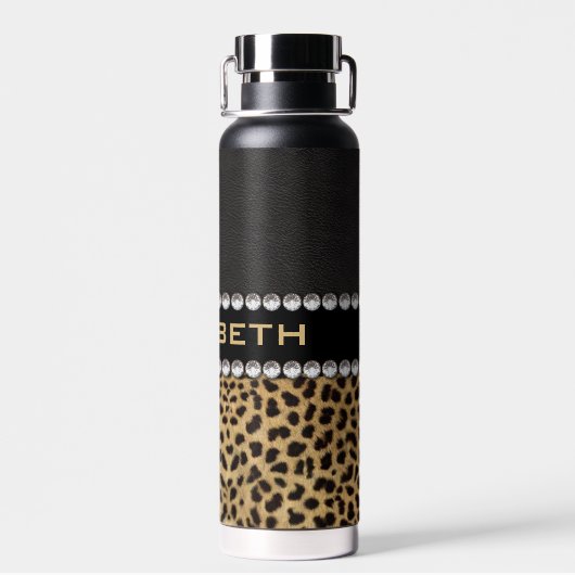 Leopard Spot Rhinestone Diamonds Monogram Waterfles (Achterkant)