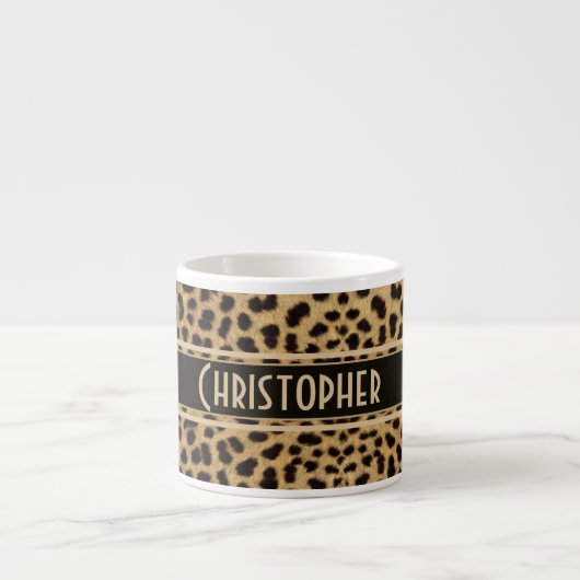 Leopard Spot Skin Print Personated Espresso Kop (Voorkant)