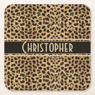 Leopard Spot Skin Print Personated Kartonnen Onderzetters