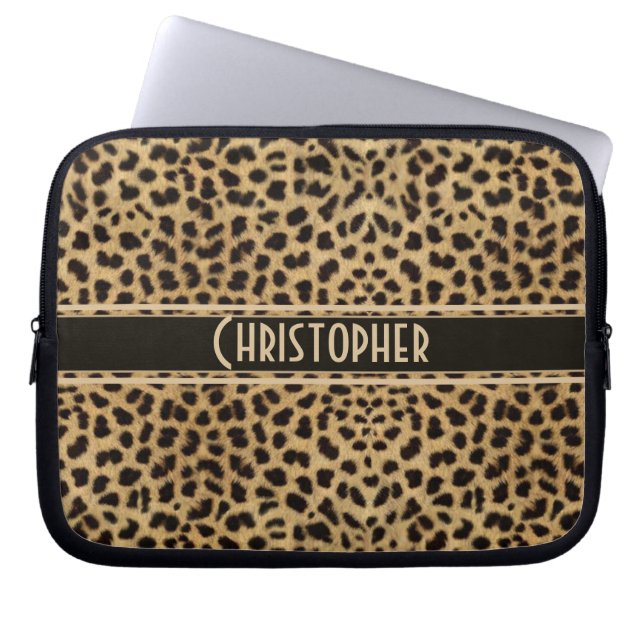 Leopard Spot Skin Print Personated Laptop Sleeve (Voorkant)