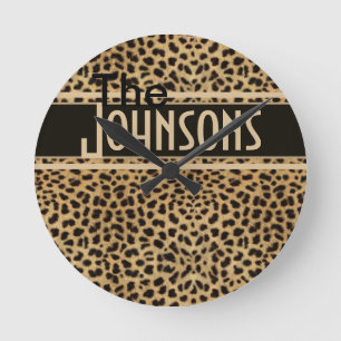 Leopard Spot Skin Print Personated Ronde Klok