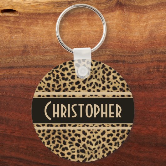 Leopard Spot Skin Print Personated Sleutelhanger (Voorkant)
