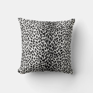Leopard Spots Black and White Wild Animal Print Kussen