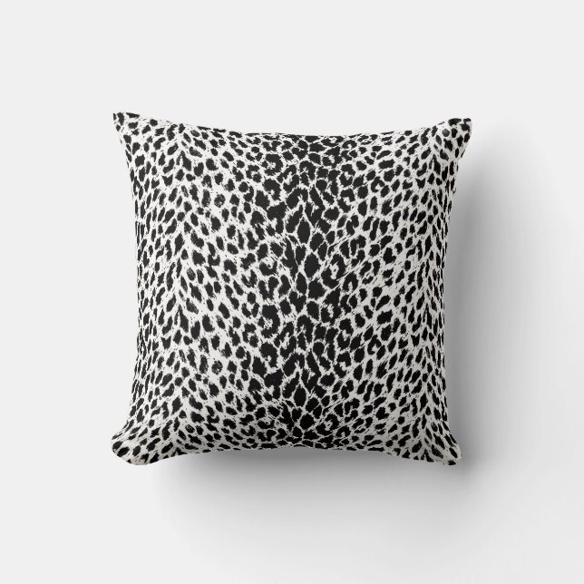 Leopard Spots Black and White Wild Animal Print Kussen (Voorkant)