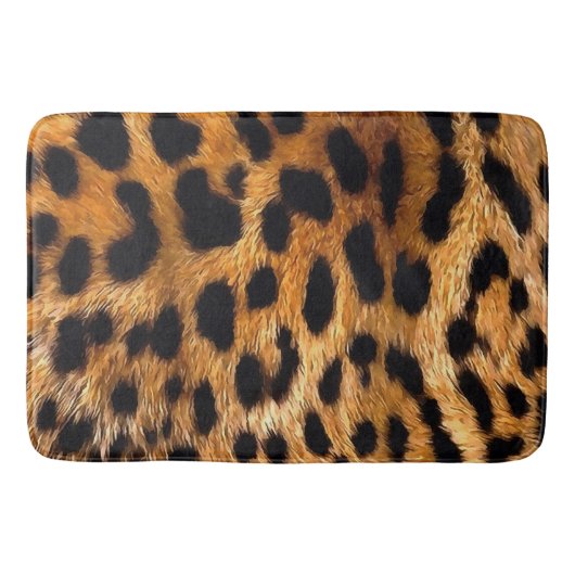 Leopard Spots Black Brown Wild Animal Fine Art Badmat (Voorkant)