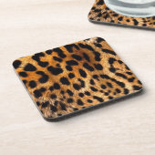 Leopard Spots Black Brown Wild Animal Fine Art Bier Onderzetter (Linkerzijde)