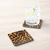 Leopard Spots Black Brown Wild Animal Fine Art Bier Onderzetter (Rechterzijde)