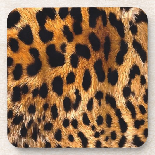 Leopard Spots Black Brown Wild Animal Fine Art Bier Onderzetter (Voorkant)
