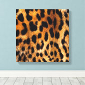 Leopard Spots Black Brown Wild Animal Fine Art Canvas Afdruk (Insitu (Houten vloer))