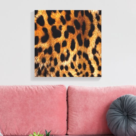 Leopard Spots Black Brown Wild Animal Fine Art Canvas Afdruk (Insitu (Woonkamer))