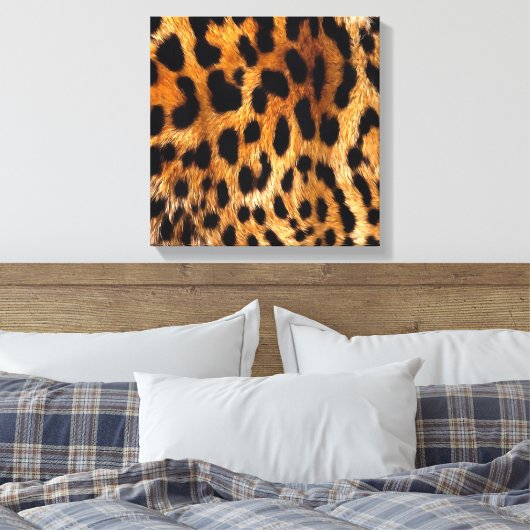 Leopard Spots Black Brown Wild Animal Fine Art Canvas Afdruk (Insitu (Slaapkamer))