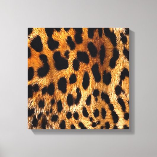 Leopard Spots Black Brown Wild Animal Fine Art Canvas Afdruk (Voorkant)